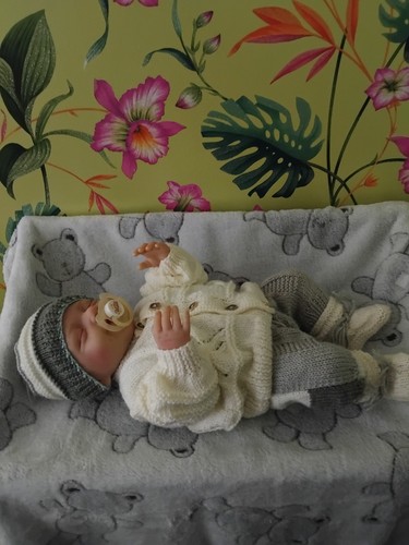 Hand knitted baby reborn - , doll